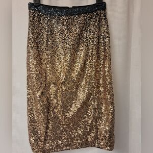 Nikibiki Black and Gold Sequin Pencil Skirt